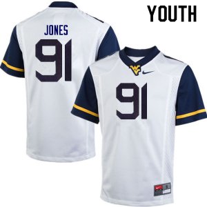 Youth West Virginia Mountaineers NCAA #91 Reuben Jones White Authentic Nike Stitched College Football Jersey PM15Z67CM